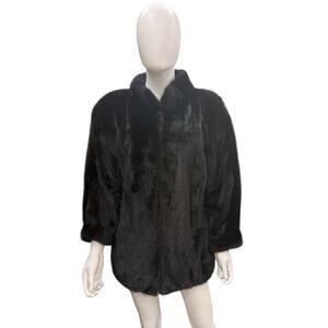 Vintage Mink Bomber Coat Women's Size Small Dark Brown